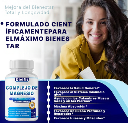 1000mg de magnesio complejo suplemento - fórmula quelquelmulti-forma para el músculo, los nervios y el apoyo del sueño, cápsulas veganas no-ogm