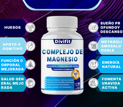 1000mg de magnesio complejo suplemento - fórmula quelquelmulti-forma para el músculo, los nervios y el apoyo del sueño, cápsulas veganas no-ogm